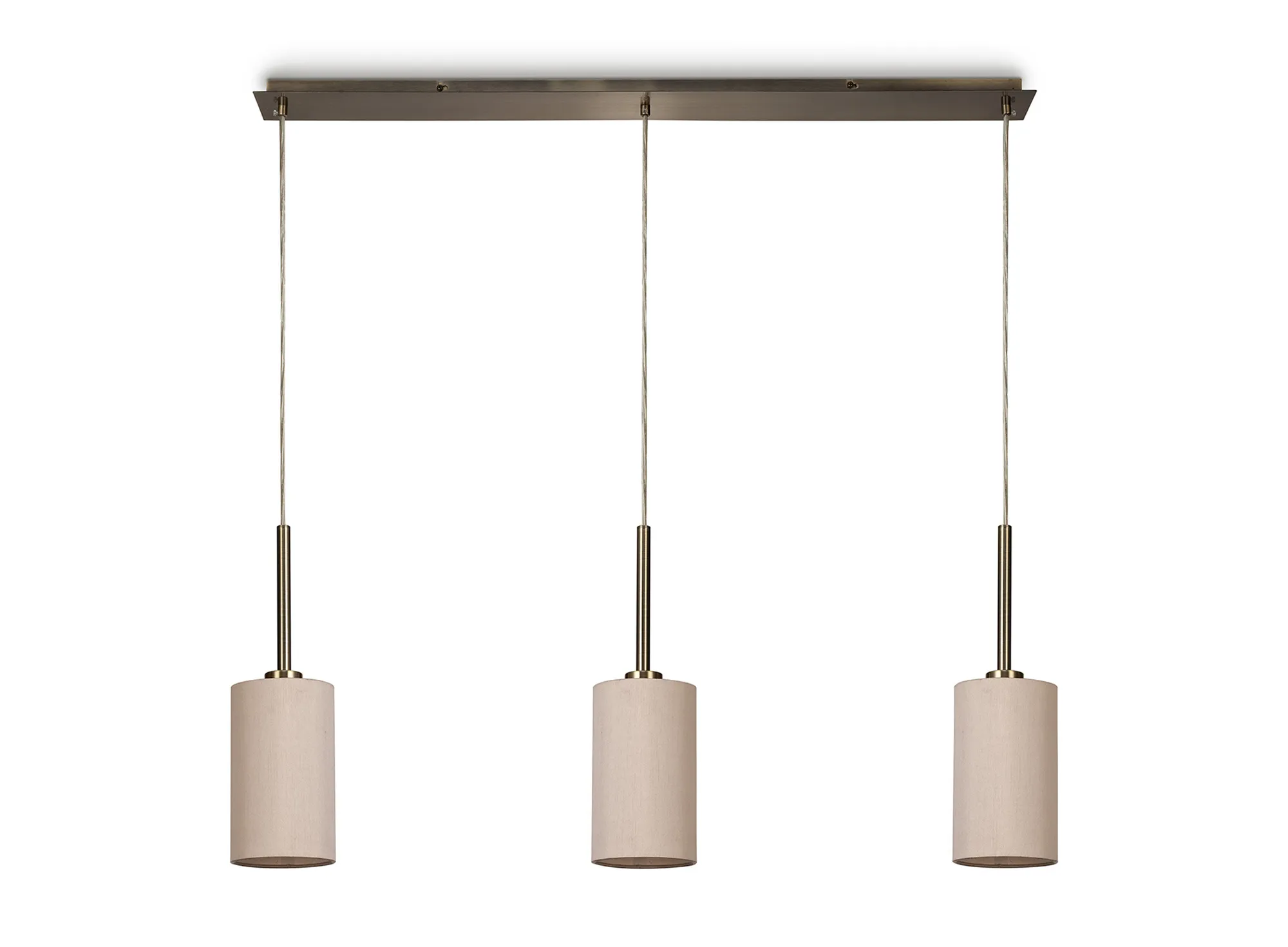 Baymont 12cm Shade 3 Light Pendant Antique Brass; Nude Beige/Moonlight DK0771  Deco Baymont AB NU